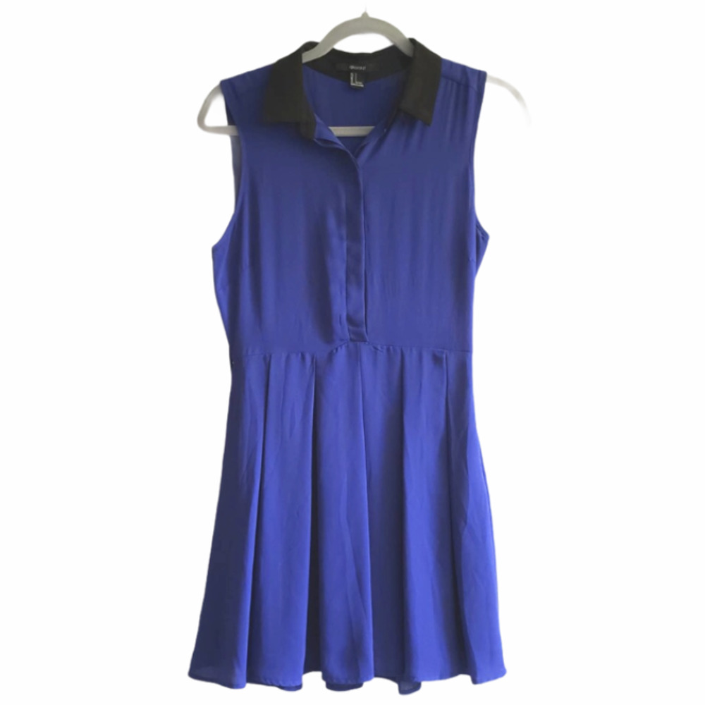 Forever 21 Blue Collared Pleated Shirt Dress